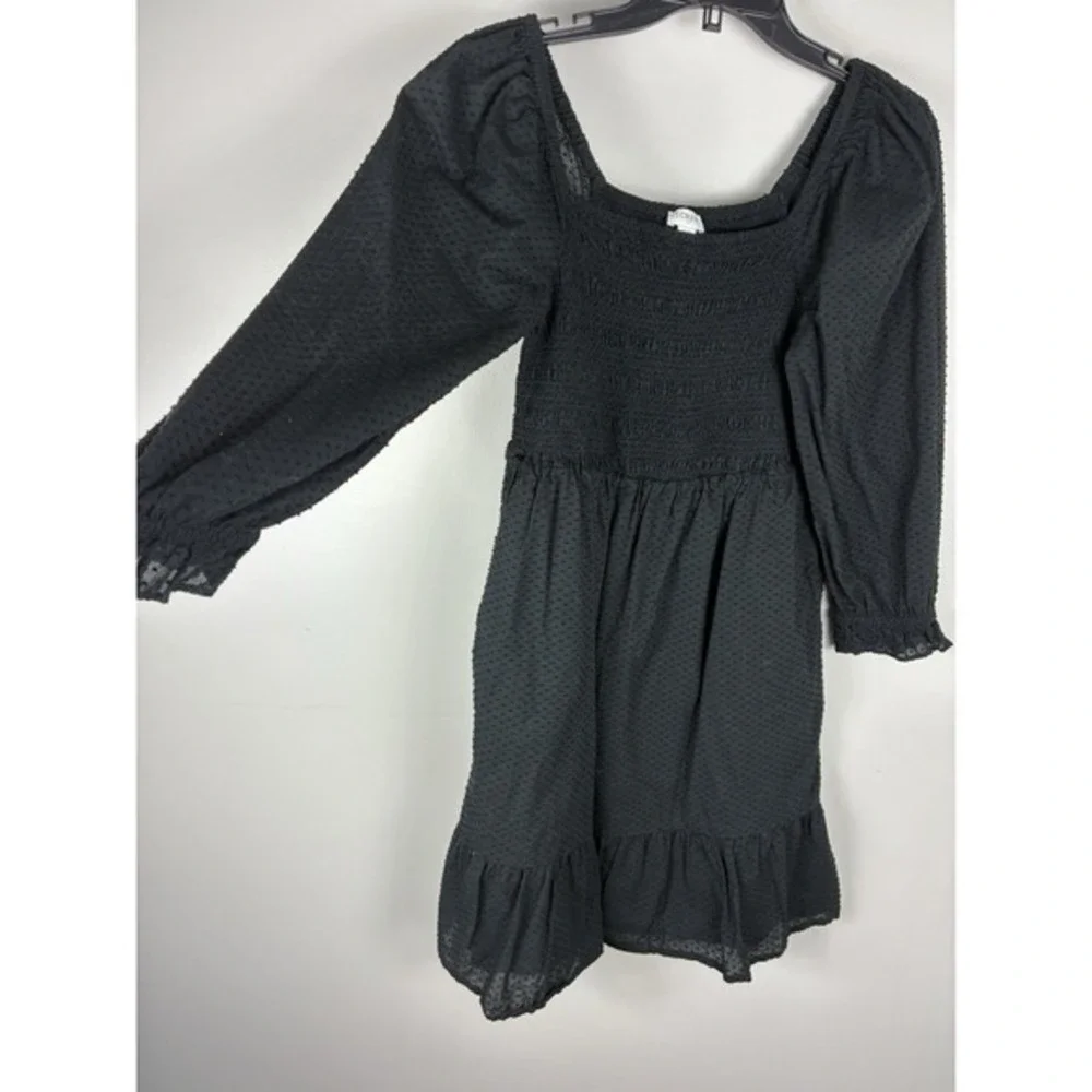 J Crew Black Swiss Dot Long Sleeve Tiered Dress Sz XS Dark Cottagecore Romantic